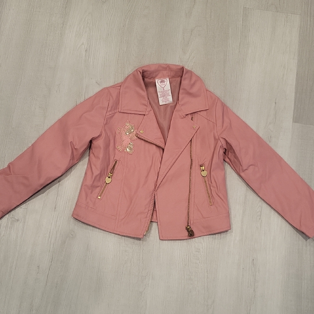 NWOT Charming Pink Kids Jacket with Gold Accents - Picture 3 of 4